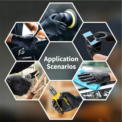 High Quality Thickened Wear Resistant Patterned Nitrile Gloves