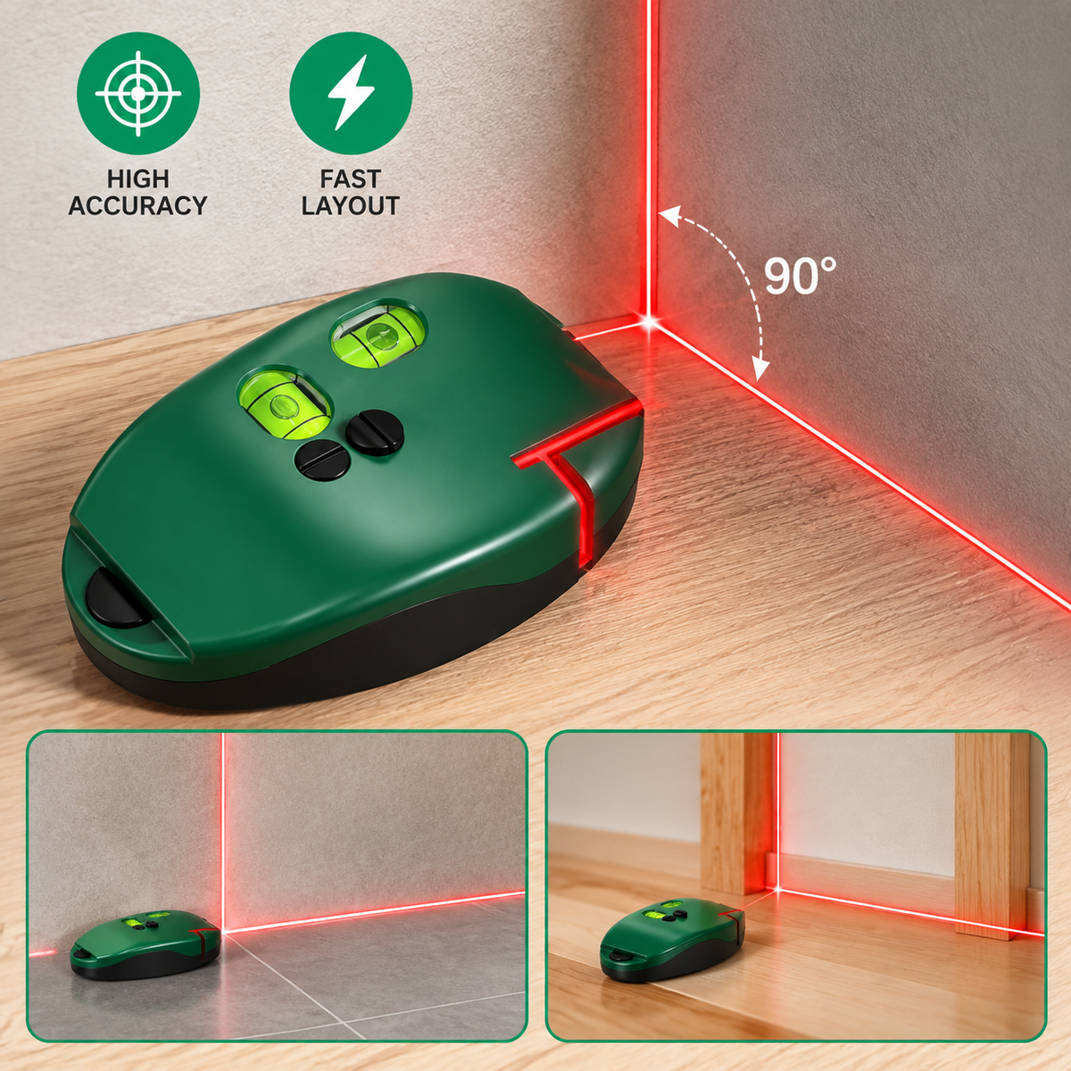 📐90-Degree Electronic Red-Beam Layout Tool – Suitable for Construction and Tile Laying
