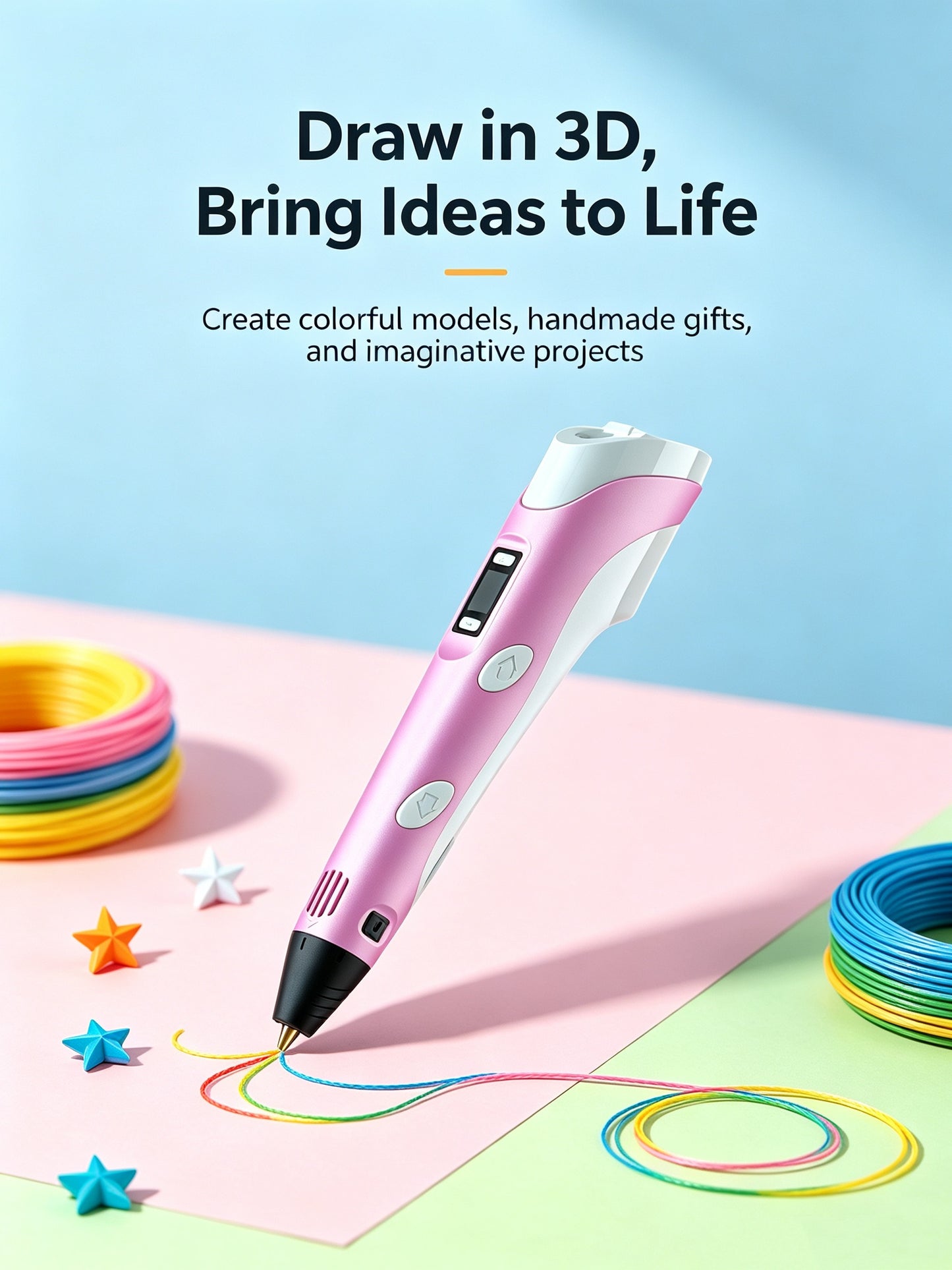 Smart 3D Printing Pen for Kids‑Easy‑Use DIY Drawing Pen