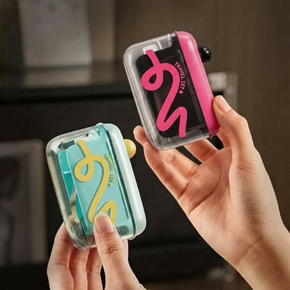 🌟Travel-sized storage case - features an automatic pop-up dispenser