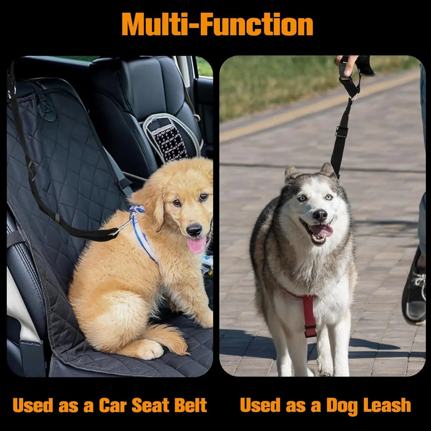 🚗 Adjustable Dog Car Seatbelt Harness