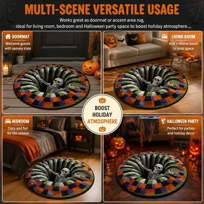 💀Halloween 3D Swirl Skull Round Rug