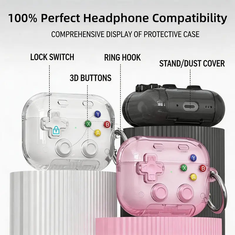 🎧🛡️ Earphone Case for AirPods Pro, with 3D Pressable Button, Safety Lock & Phone Stand