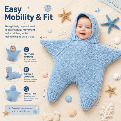 👶Baby starfish knitted bodysuit – cute hooded photo outfit