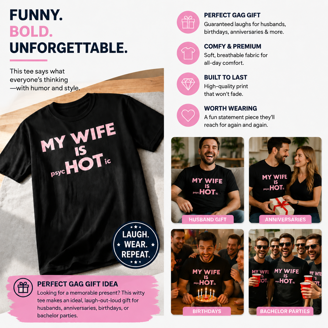 😎"My wife is mentally ill" humorous satirical T-shirt