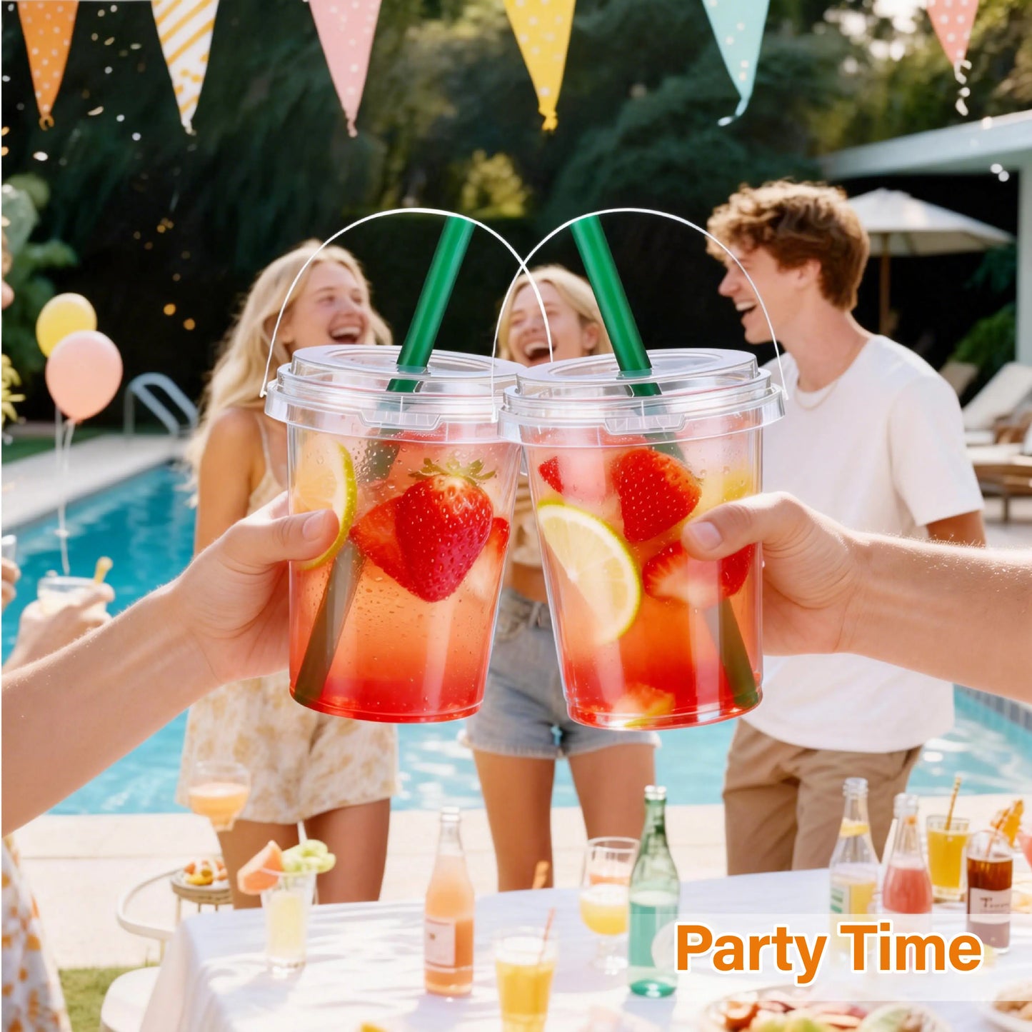 🥤Lidded straw drink container, leak-proof PP material