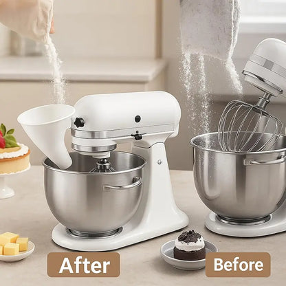 🥞Tilting mixer flour funnel-suitable for 4.5-5 quart mixing bowls