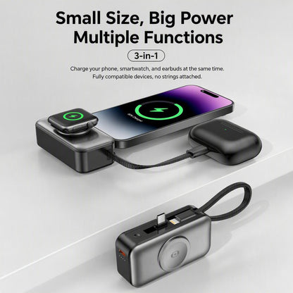 ⚡3-in-1 foldable rechargeable portable power bank