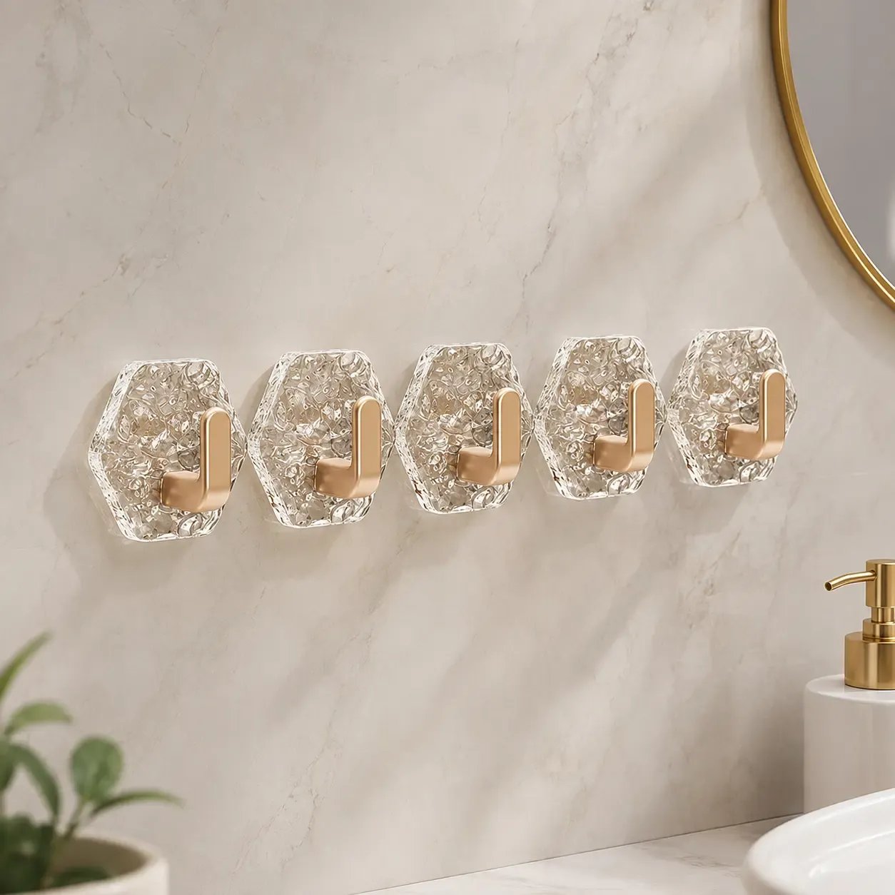 🔥Buy More Save More🔥Heavy-Duty Plastic Self-Adhesive Hexagonal Ripple Hooks