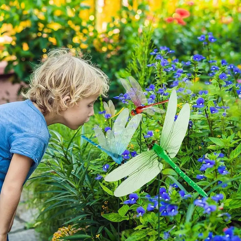 Creative Mixed-Color Artificial Dragonfly Decorative Clips for Lawns and Gardens