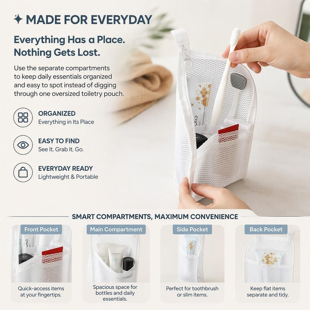 Portable Breathable Mesh Toiletry Bag