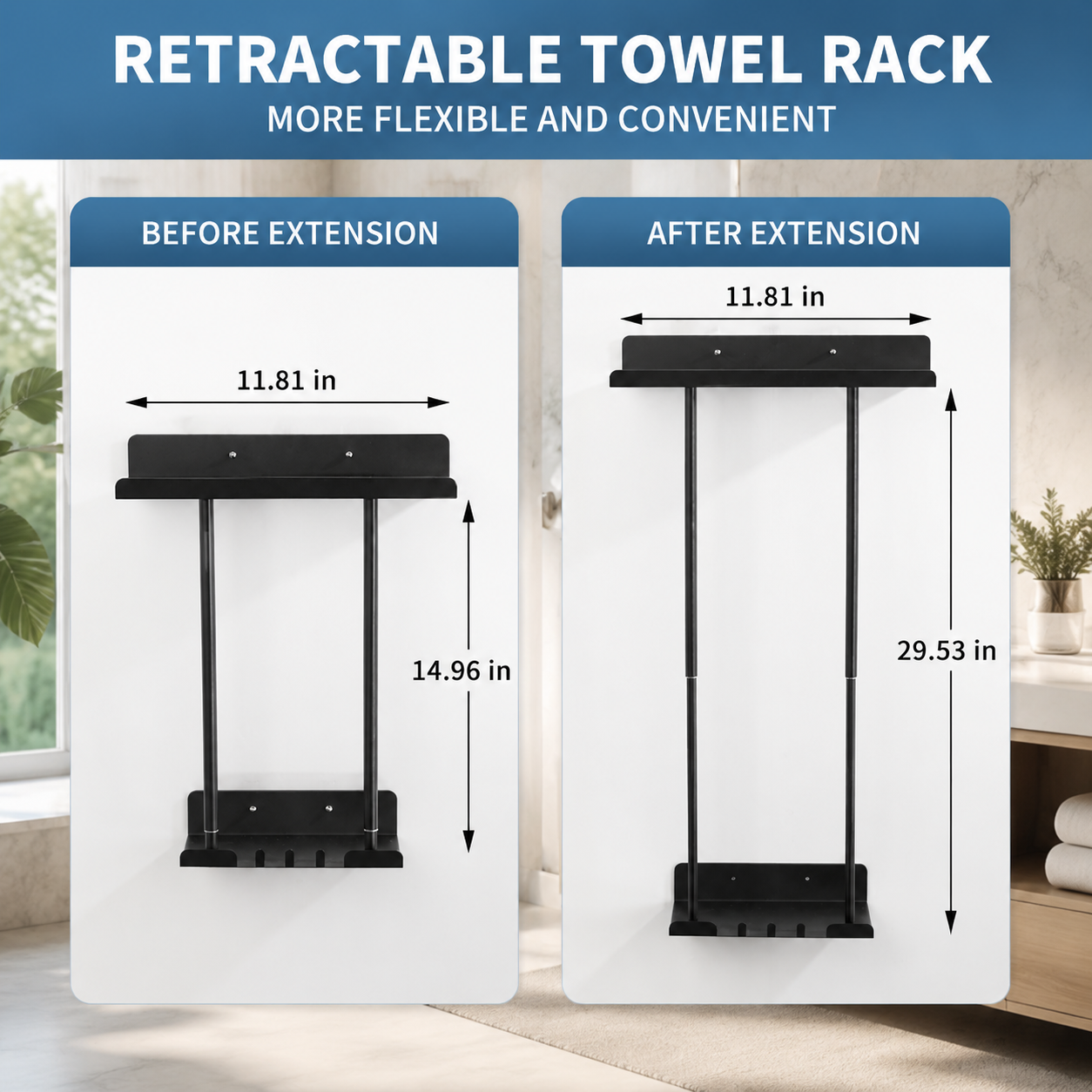 🪝Extendable bathroom towel rack
