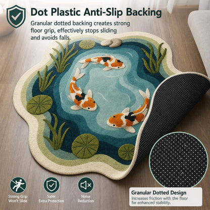 🐠Koi and lotus pond pattern plush carpet