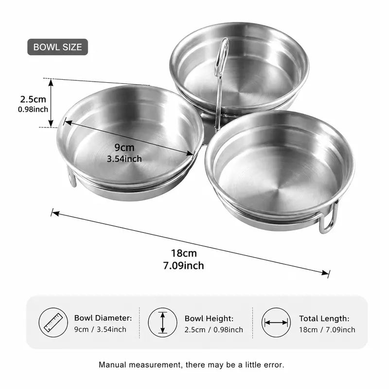 Stainless Steel Egg Poacher, 3 Cavity Steaming Egg Mold with Handle