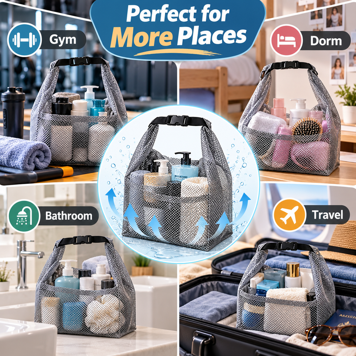 🧴Waterproof Mesh Shower Caddy Bags