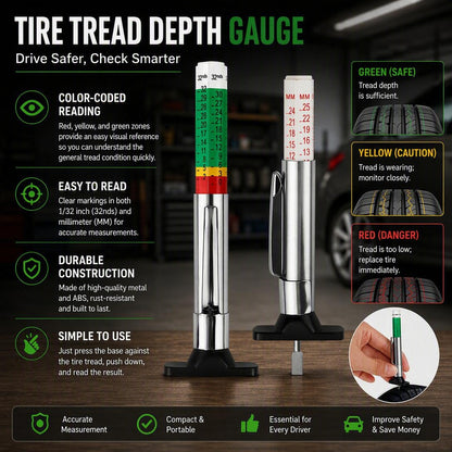 Car Tire Tread Depth Gauge Color Coded