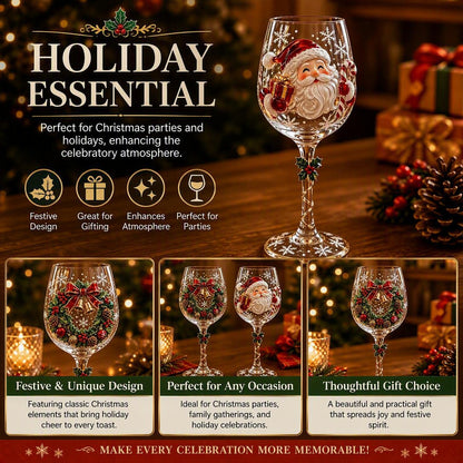 Christmas Art Glass Goblet