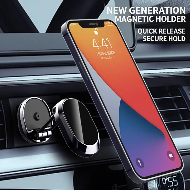 Foldable magnetic car phone holder with quick release magnetic mount