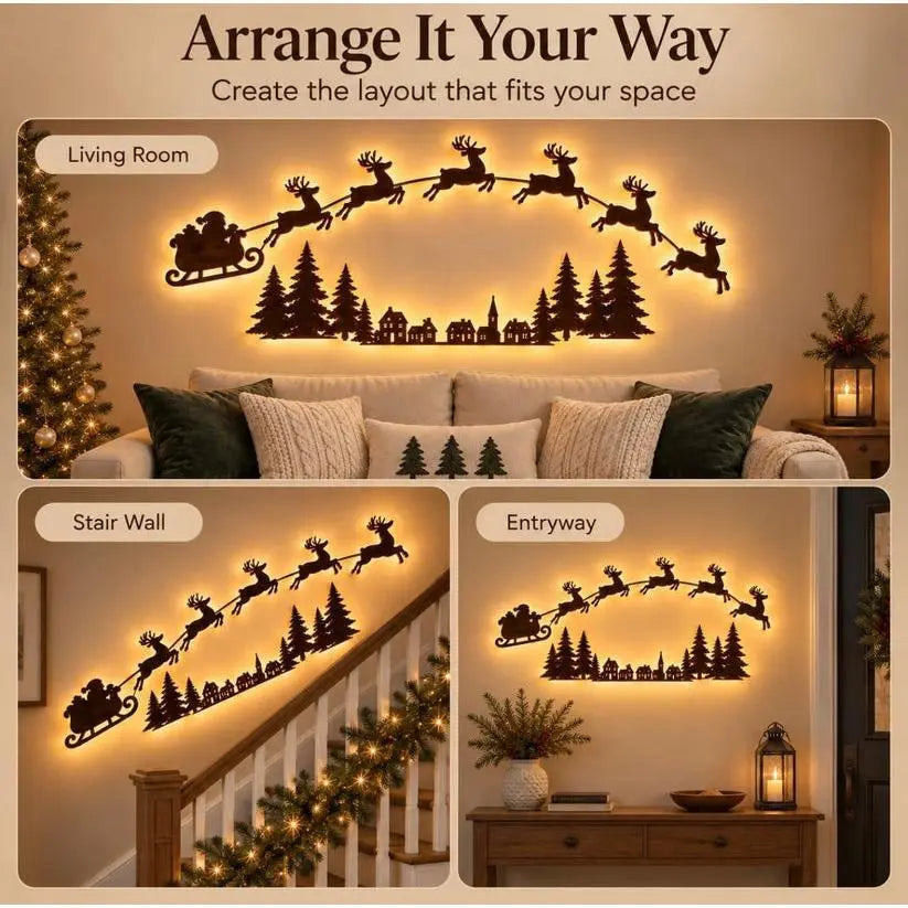 🎄 Lighted Christmas Wall Decor – Cordless Peel-and-Stick Holiday Display