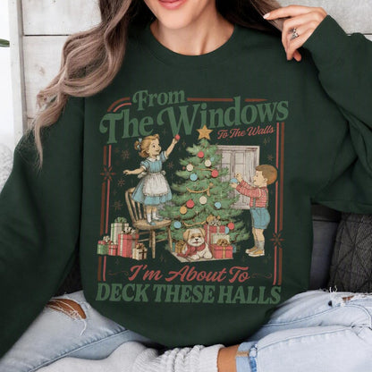 🎄👕"From The Windows To The Walls" Retro Christmas Sweatshirt