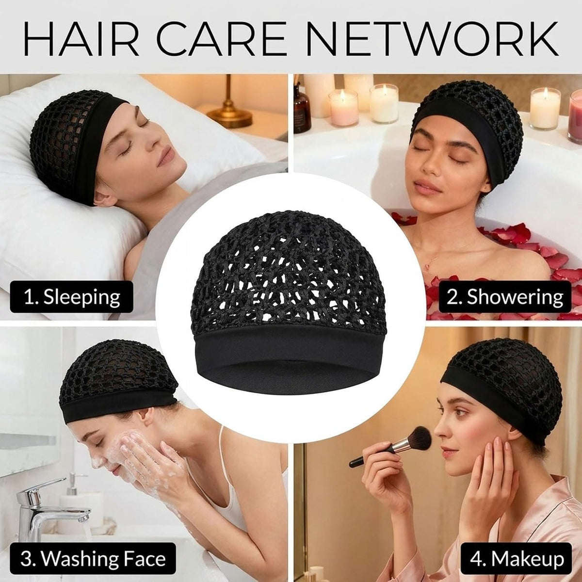 🌙Stretchy Wide-Edge Sleeping Cap Set