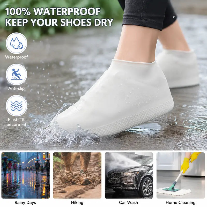 Silicone Rainproof Shoe Covers, Waterproof And Wear-Resistant（A Pair）