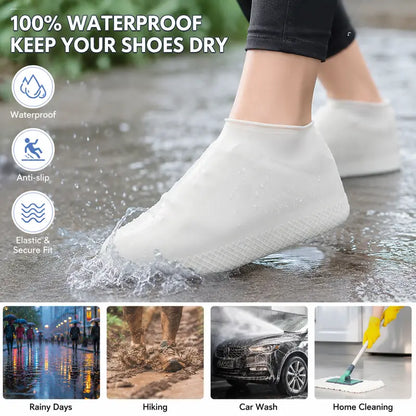 Silicone Rainproof Shoe Covers, Waterproof And Wear-Resistant（A Pair）