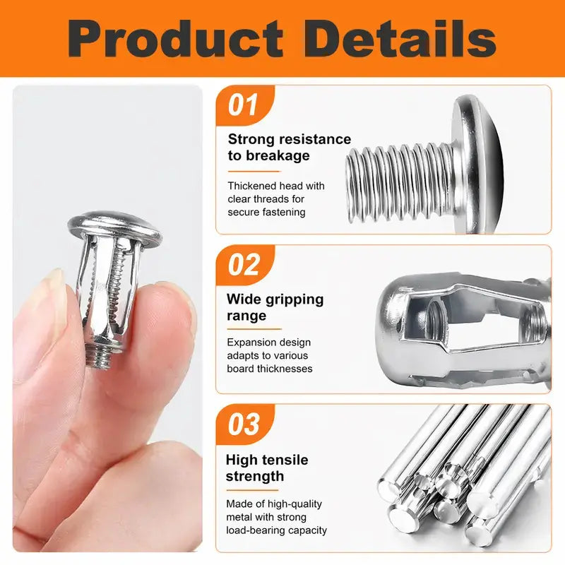 Heavy-Duty Carbon Steel Button Rivet Locking Nuts Set - Durable, Rustproof