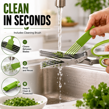 ✂️ 5-Blade Stainless Steel Herb Scissors – Fast Herb Chopper🌿