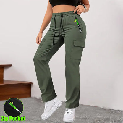 Multi-Pocket Design Slim Straight Leg Casual Trousers