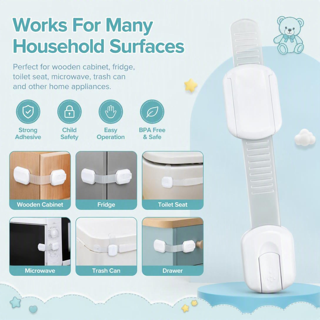 Baby Safety Cabinet Locks 0-3 Years Toddler Protection (6 Pack, Non-Toxic ABS & TPE)