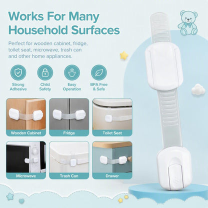 Baby Safety Cabinet Locks 0-3 Years Toddler Protection (6 Pack, Non-Toxic ABS & TPE)