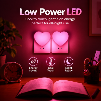 💖2-Pack Heart Shape LED Night Lights