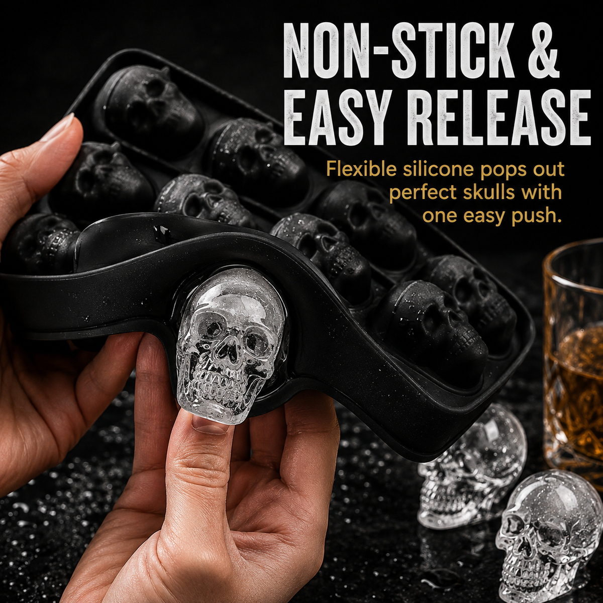 💀🧊3D Skull Silicone Ice Cube Tray