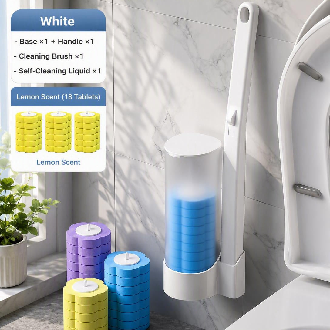 Disposable Toilet Brush Wall-Mounted With Replaceable Brush Heads.