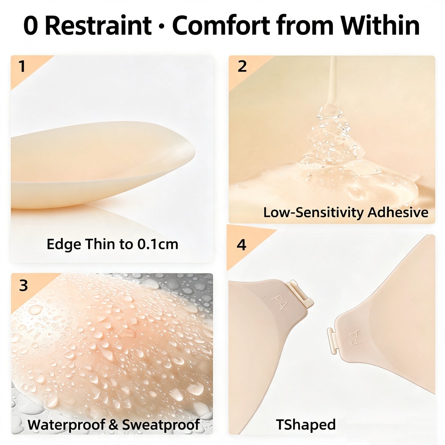 Reusable Lifting And Shaping Seamless Backless Invisible Bra