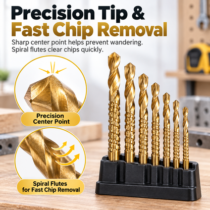 ⚙️Titanium-coated high-speed steel drill bit kit, suitable for metalworking and wood drilling