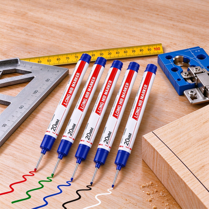 📏 5-Piece Long-Nose Deep-Hole Woodworking Marker Set