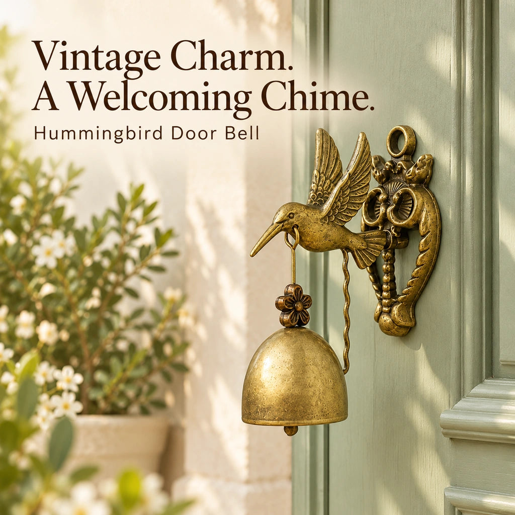 🔔 Vintage Hummingbird Door Chime – Decorative Entry Bell with Antique Brass Finish