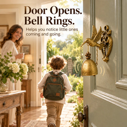 🔔 Vintage Hummingbird Door Chime – Decorative Entry Bell with Antique Brass Finish