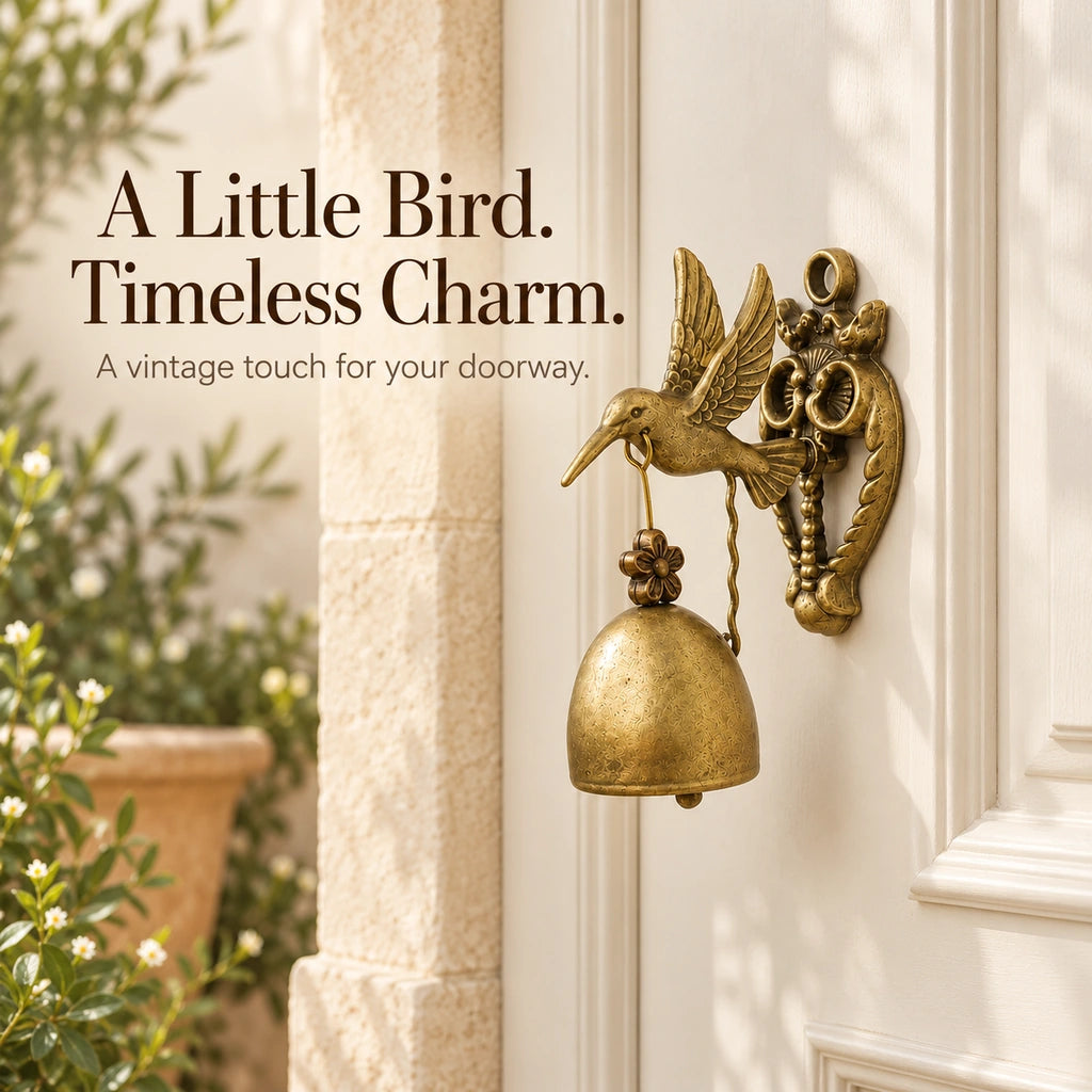 🔔 Vintage Hummingbird Door Chime – Decorative Entry Bell with Antique Brass Finish