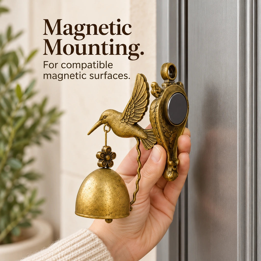 🔔 Vintage Hummingbird Door Chime – Decorative Entry Bell with Antique Brass Finish