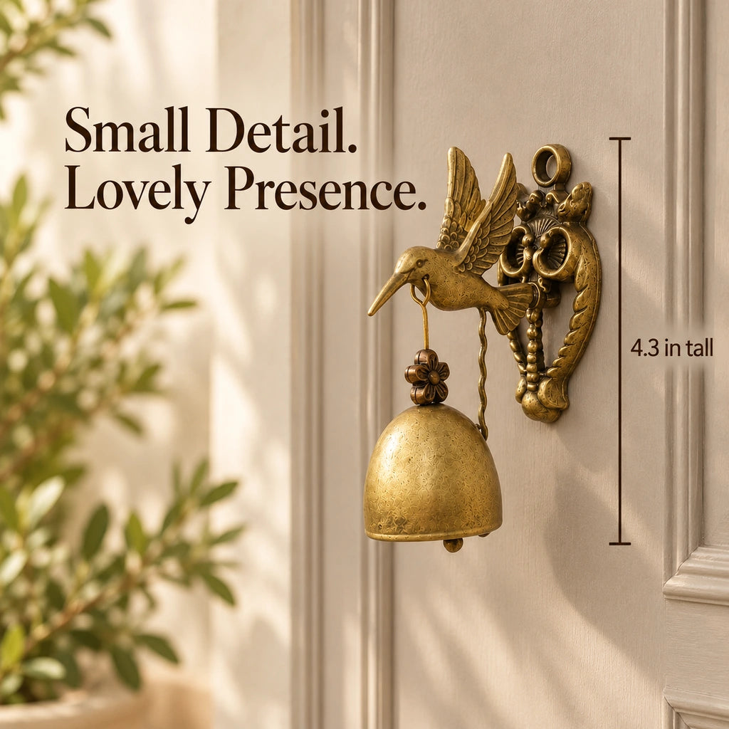 🔔 Vintage Hummingbird Door Chime – Decorative Entry Bell with Antique Brass Finish