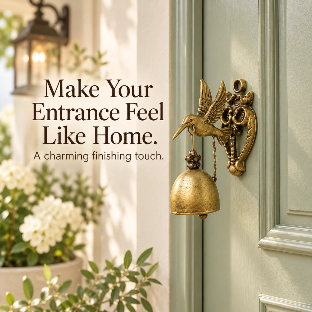 🔔 Vintage Hummingbird Door Chime – Decorative Entry Bell with Antique Brass Finish