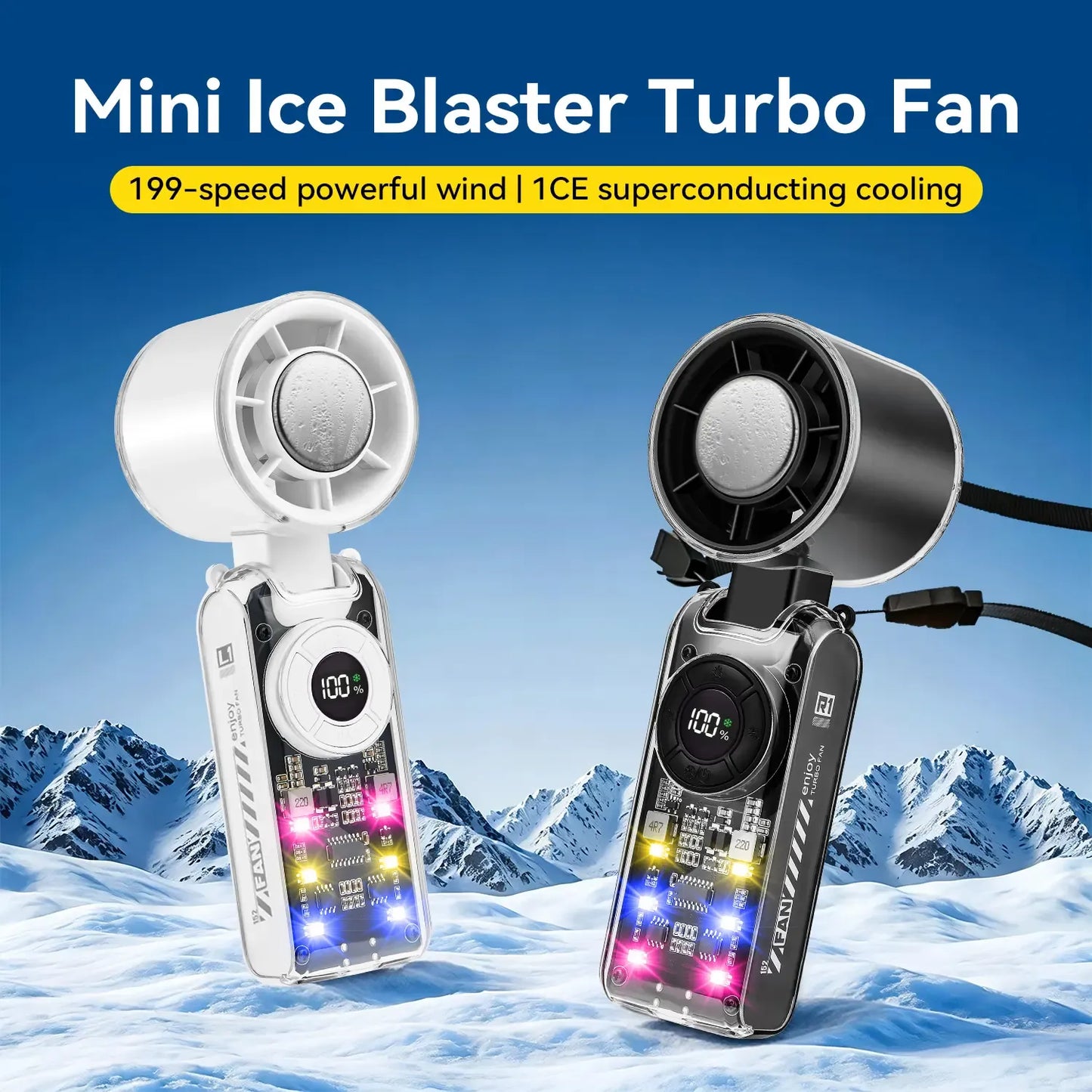 ❄️ 100-Speed Ice-Cooling Fan – 4-in-1 Portable Neck & Handheld Fan with 36H Battery