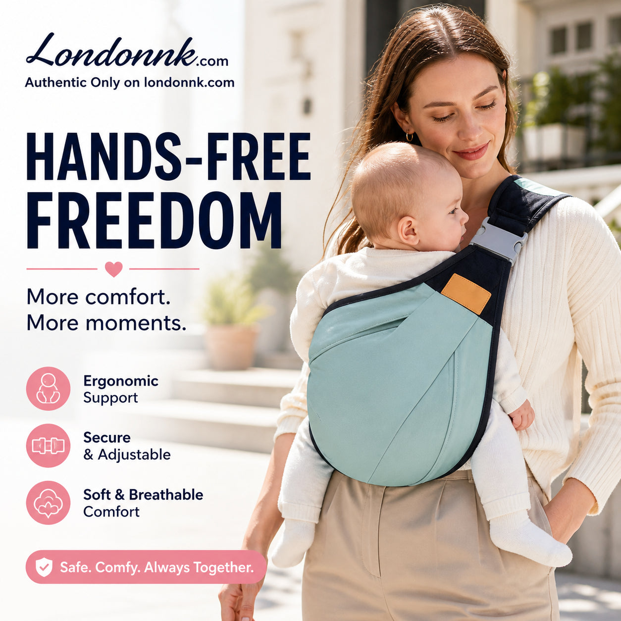 👶 4-in-1 Breathable Baby Carrier – 0-36 Months, Front/Back/Facing In/Out – Hands-Free