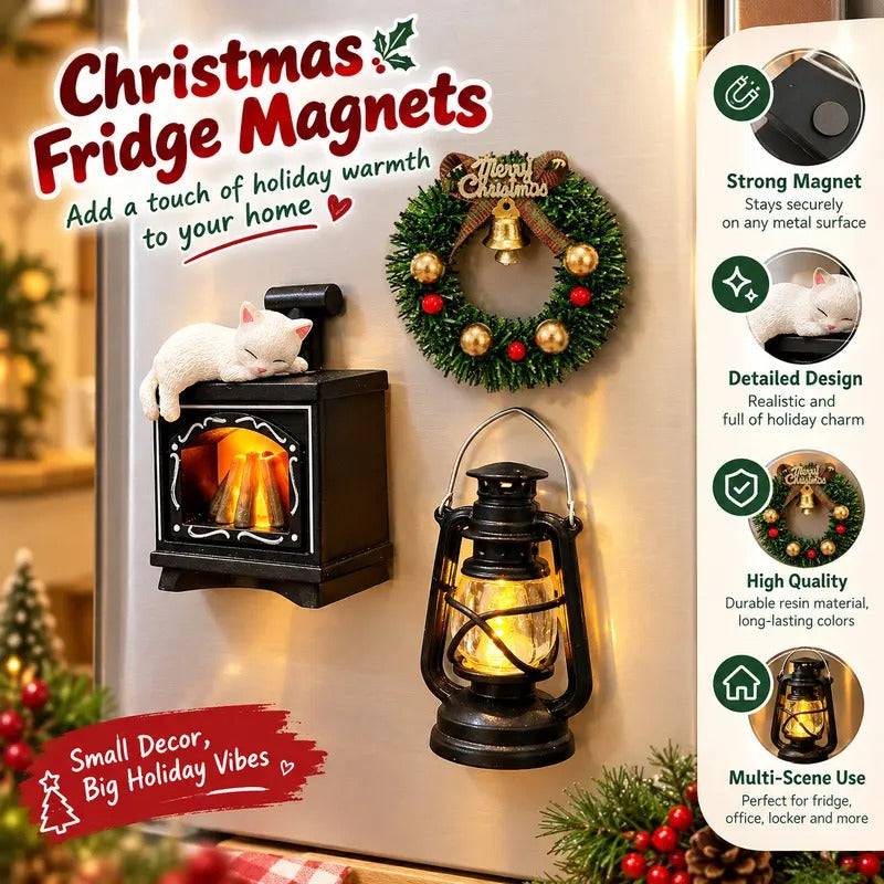 🎅 Christmas Refrigerator Magnets – 3D Resin Holiday Decorations