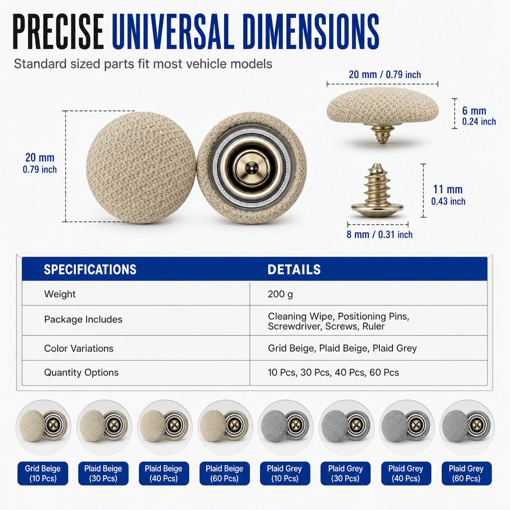 20 millimeter car headliner repair button dimensions