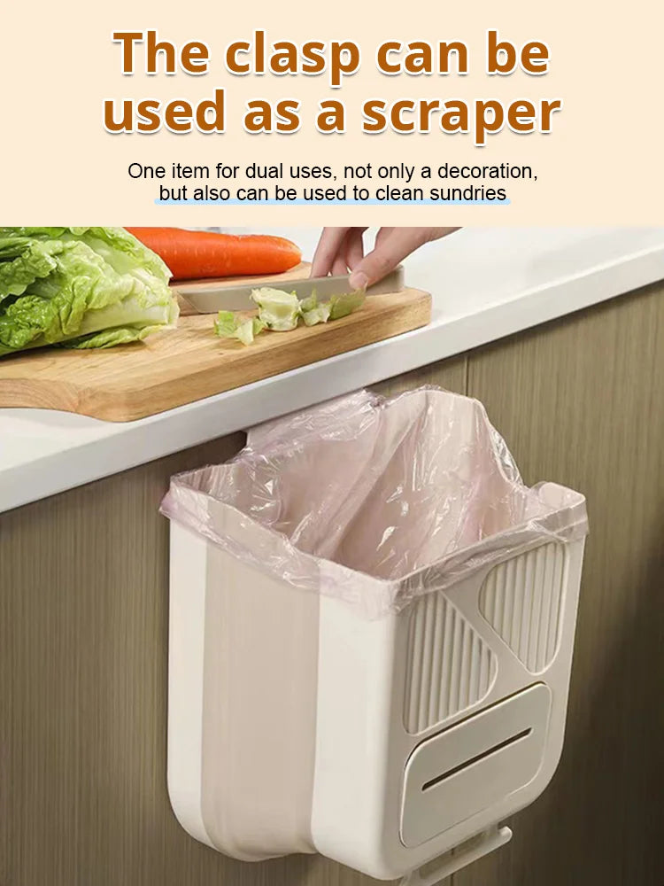 🛒🥬Foldable kitchen hanging trash can