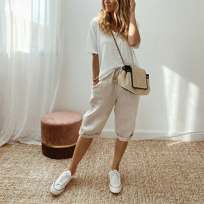 👖 Women's Casual Cotton Linen Capris